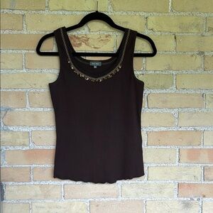 Marc Aurel Brown Jewelled Tank Top